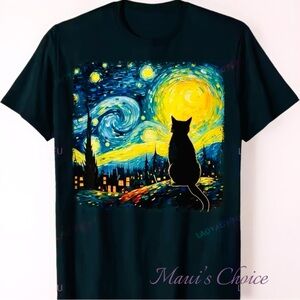 Starry Night Cat T-Shirt